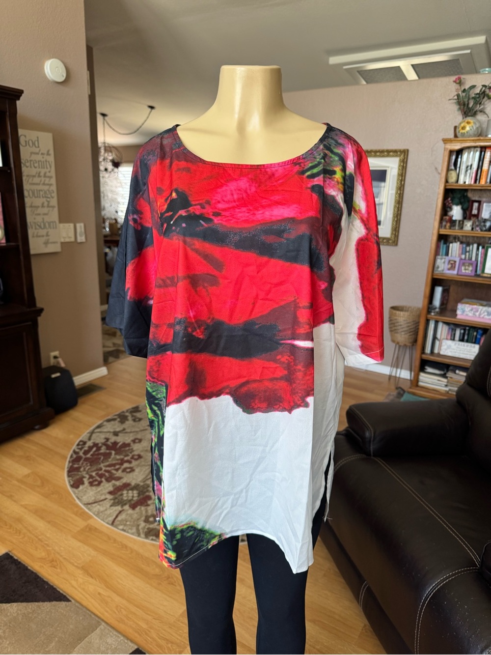 Boutique lightweight multicolored abstract relaxed fit blouse-size 2X - Picture 6 of 9